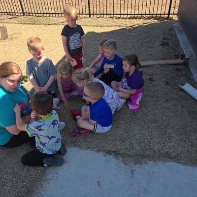 Lesson time outside.