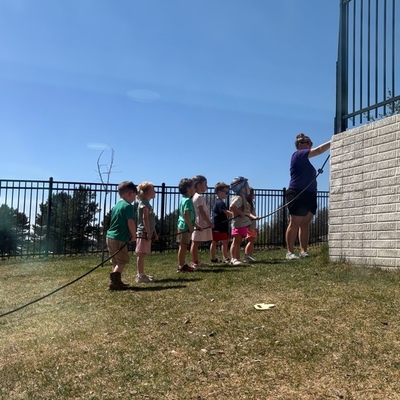 Watering our plants. Great way to learn about responsibility.